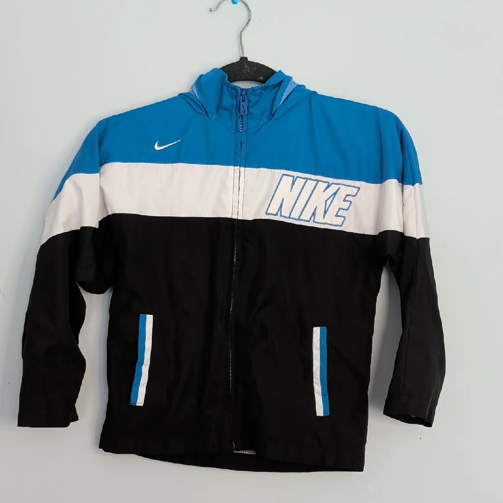 Nike Kids Windbreaker Zipper Jacket Black Blue Gray Size 7
